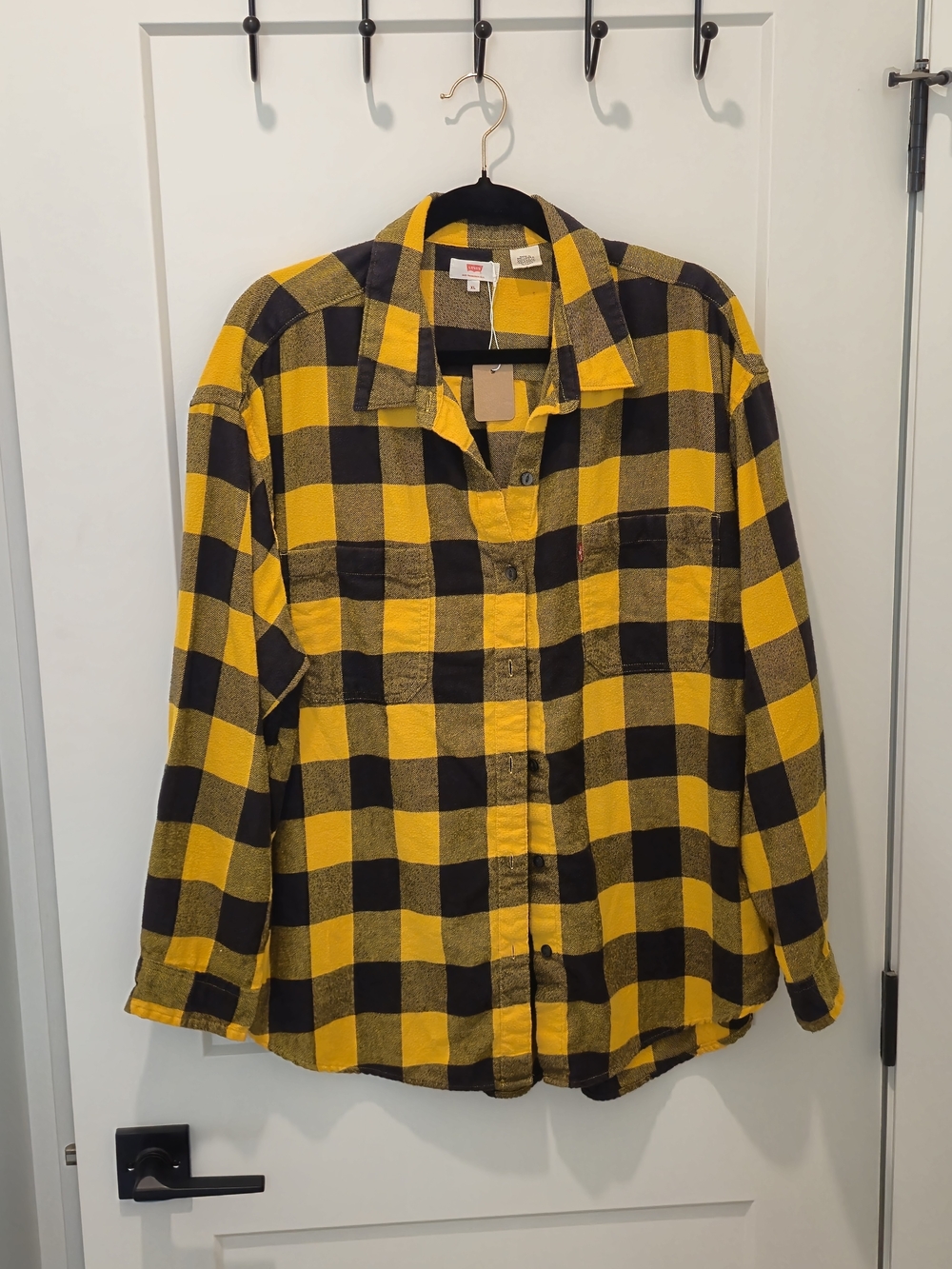 Levis Women’s Yellow & Black Plaid Button-Down Shirt